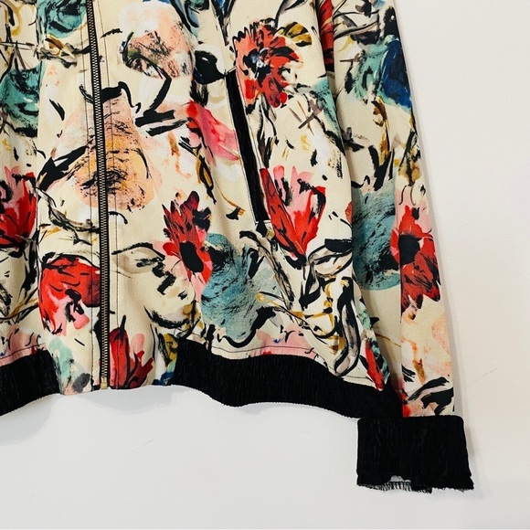ISLE by Melis Kozan Turkish Rare Lightweight Floral Abstract Zip Up Jacket - Picture 4 of 6